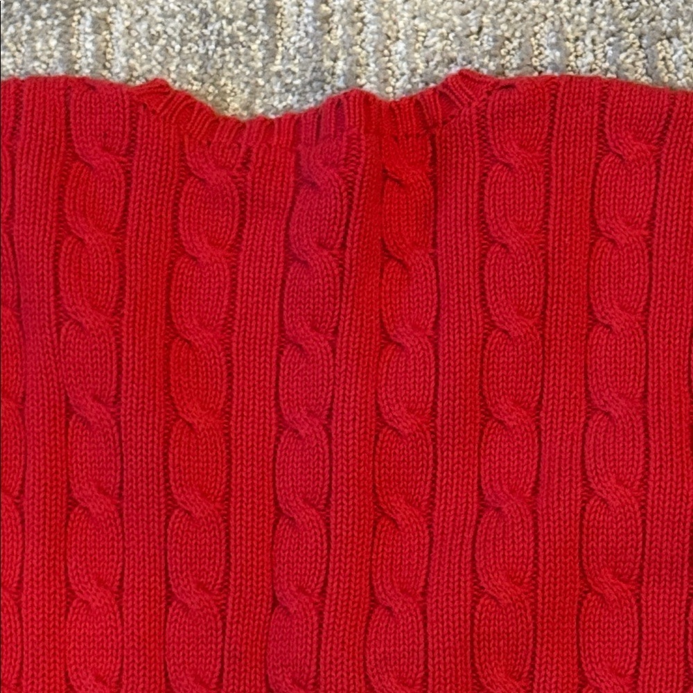 Polo Ralph Lauren Sport Red Cable-Knit Crewneck Sweater  Size M Cotton Vintage - Picture 8 of 9
